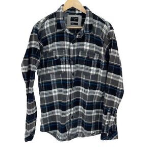 Burnside Mens Long Sleeve Plaid Flannel Button-Down Shirt Multicolor Large‎